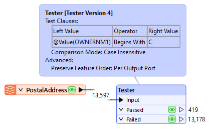 Filtering data using the Tester